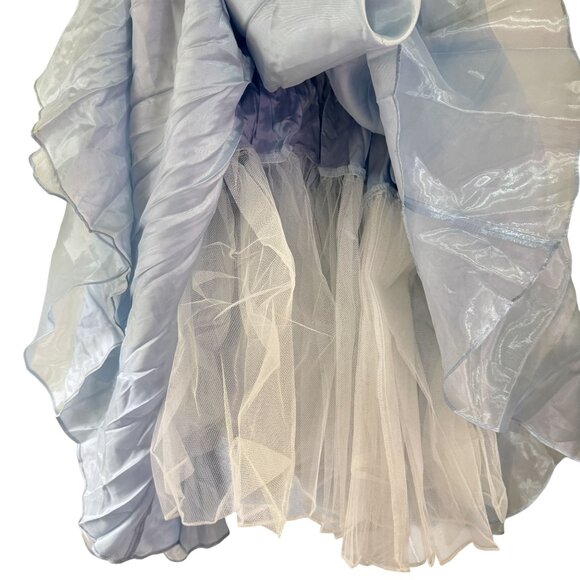 Vintage Lenovia Blue Corset Lace Up Tulle Ball Gown XS Made in USA Formal - Picture 4 of 10